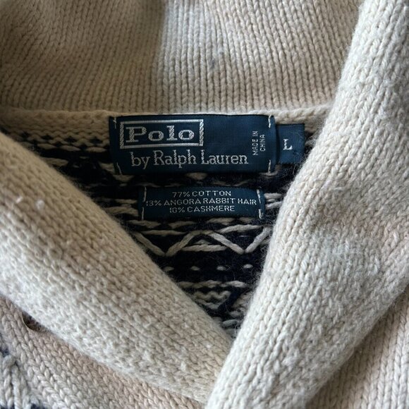 Ralph Lauren Men’s Large Sweater Cream Reindeer Winter Grandpa Cozy Classic - Picture 2 of 14